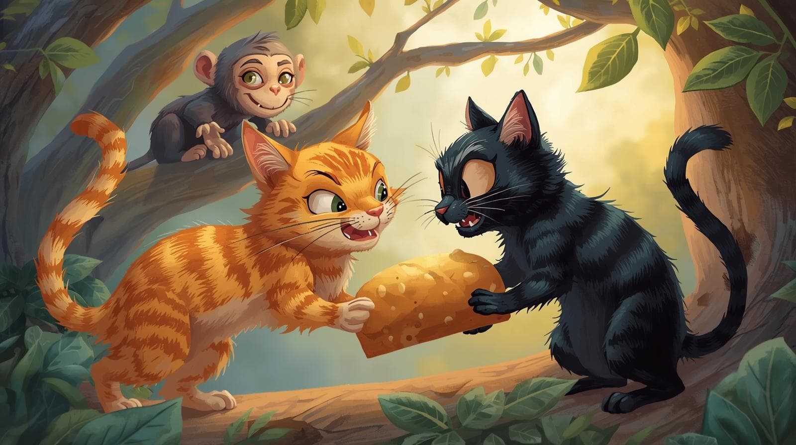 The Two Cats and the Monkey